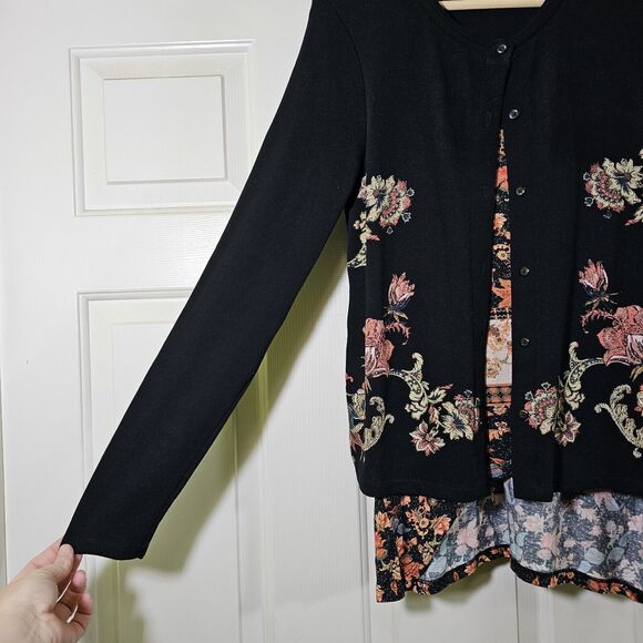 Desigual Women's Cardigan / Top Dark Floral Size Medium - Picture 3 of 9